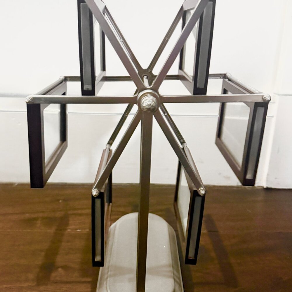 360 Rotating, Polished Wood-Framed Picture Carousel Stand - Picture 3 of 4